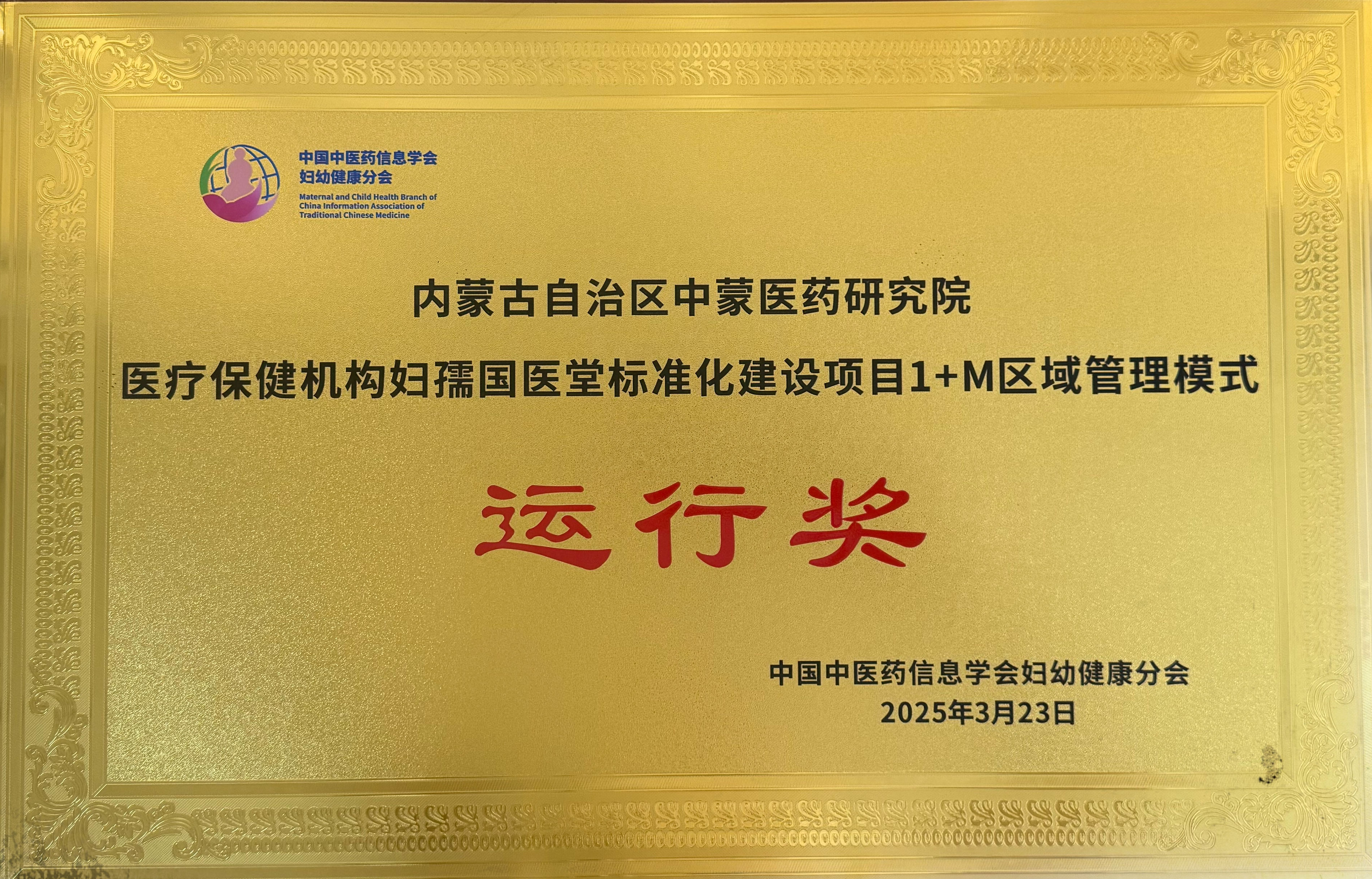 医疗保健机构妇孺国医堂标准化建设项目 1+M 区域管理模式 运行奖